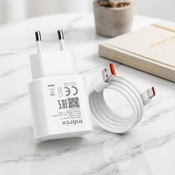 18W Fast Charger Type-C Adapter with Cable – Compact Quick Charge Wall Charger