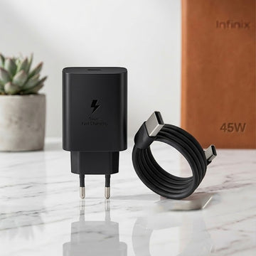 45W Super Fast Charger Type-C PD Wall Adapter with Cable – Ultra Fast Charging Adapter
