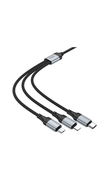 HOCO X102 3-in-1 USB Data Cable 1.0m – Lightning, Micro-USB & Type-C Fast Charging Cable