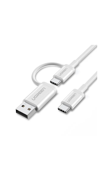 UGREEN US264 USB-C to USB-C + USB-A Data Cable 1M – Fast Charging & High-Speed Sync Cable