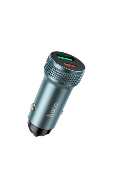Hoco Z49B 38W Fast Car Charger – Aluminum PD + QC Dual Port Adapter
